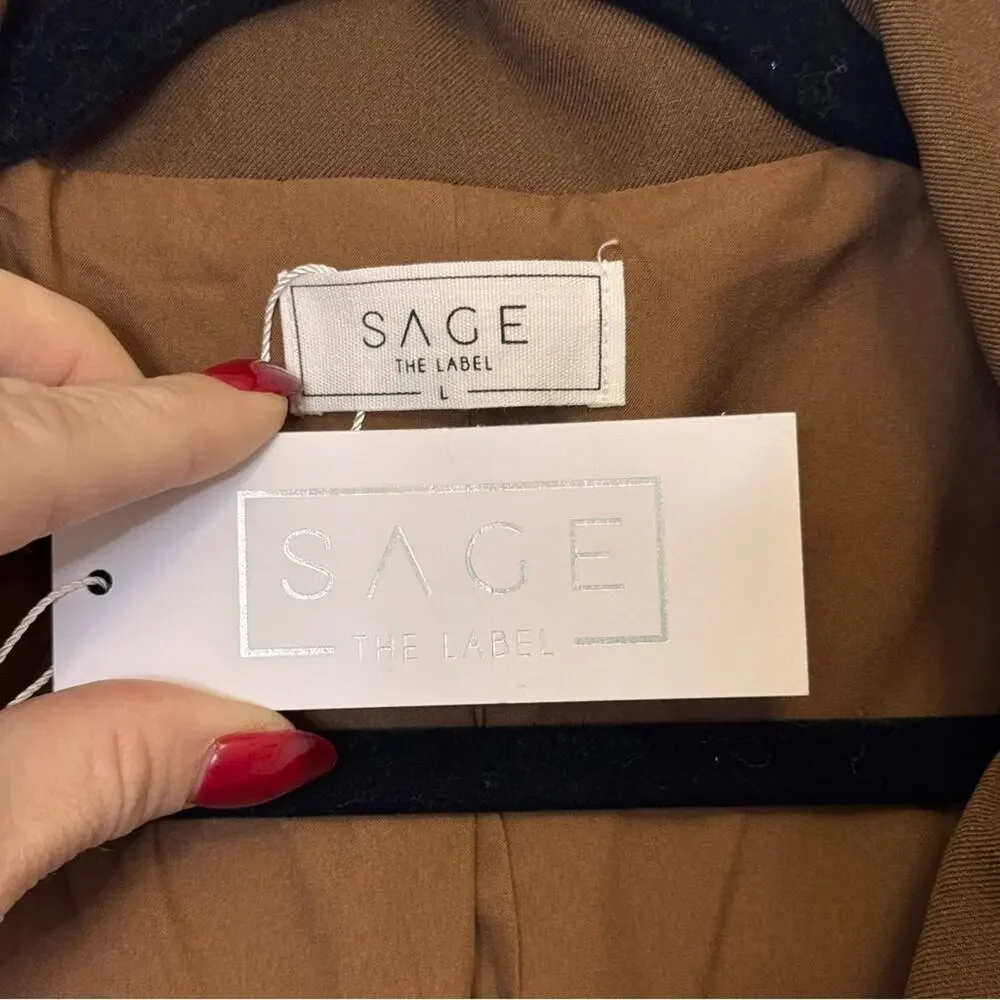 Sage Brown Blazer Tailored Fit Notched Lapels - Picture 2 of 3